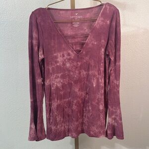 American Eagle Outfitters- Soft & Sexy- Purple Tie-Dye Long Sleeve Top- Small